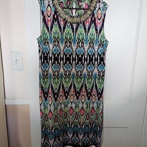 dressbarn Vibrant Patterned Midi Dress